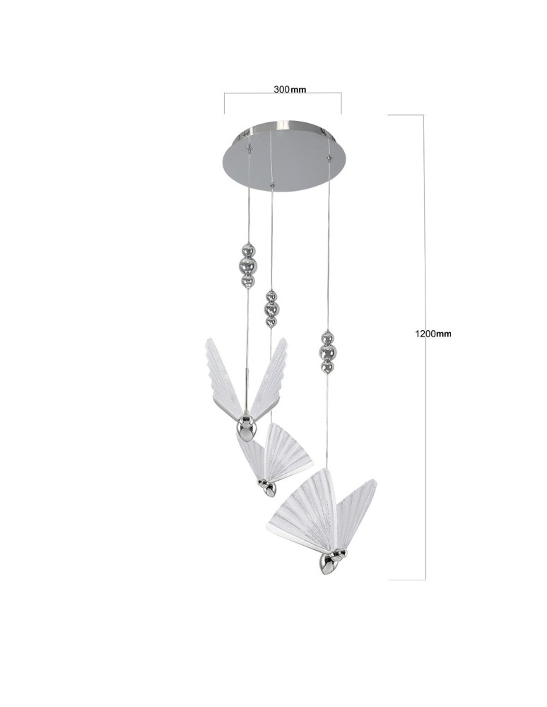 Light Prestige Mariposa 3 wisząca talerz chrom LP-1715/3P CH Light Prestige Mariposa 3 wisząca talerz chrom LP-1715/3P CH