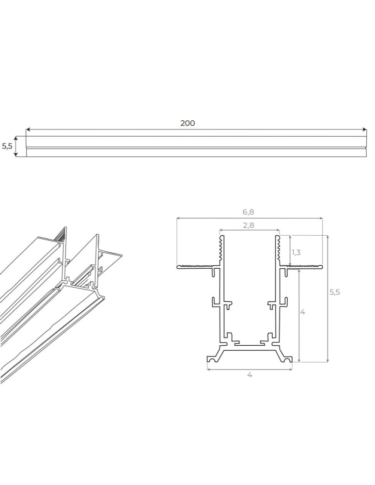 Szyny magnetyczne - Maxlight Szyna Magnetyczna Podtynkowa, 2 Metry, Biała MT0024 - product kolory-swiatla.pl 3