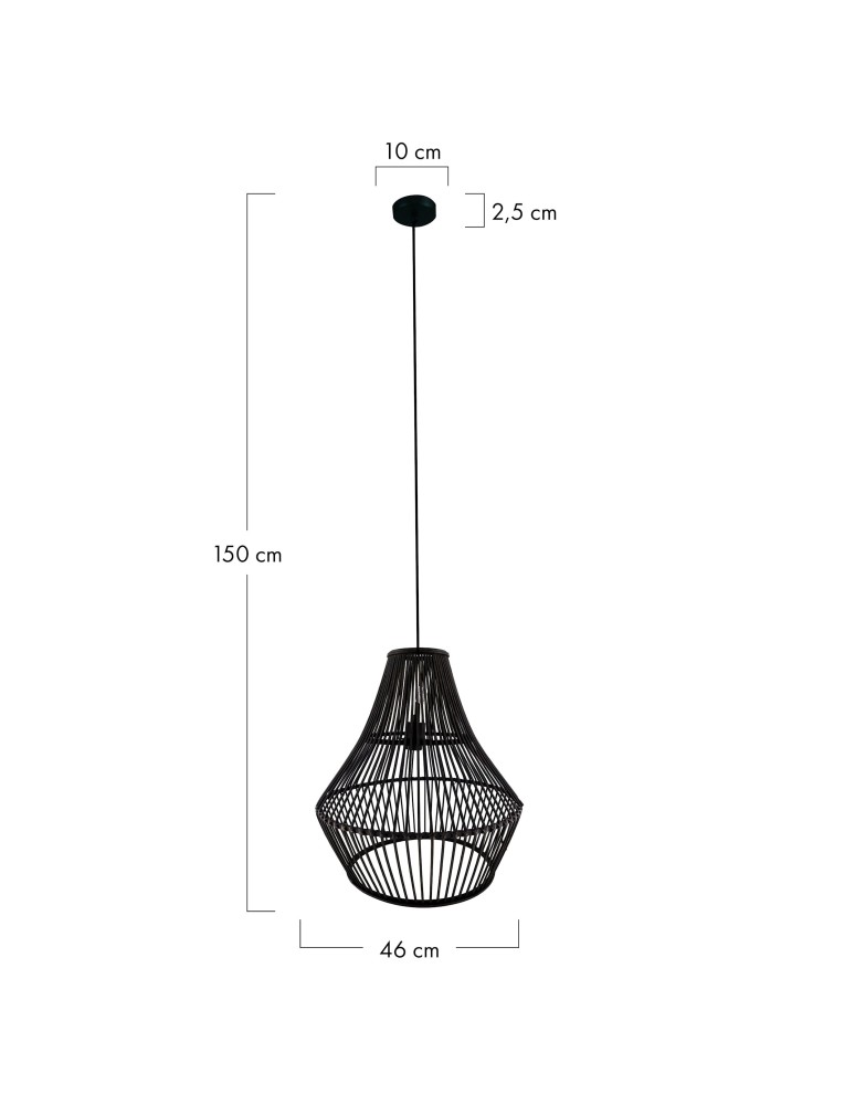 Dijk Lampa Wisząca Bambusowa w Stylu Boho 46x46x50cm Kolor Czarny 55704-074 Dijk Lampa Wisząca Bambusowa w Stylu Boho 46x46x50cm Kolor Czarny 55704-074