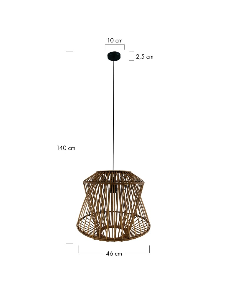 Dijk Lampa Wisząca Bambusowa w Stylu Boho 46x46x40cm Kolor Naturalny 55706-017