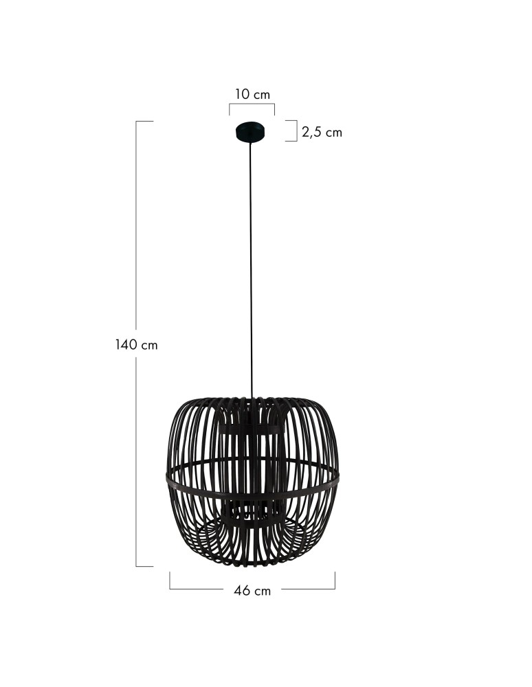 Dijk Lampa Wisząca Bambusowa w Stylu Boho 46x46x40cm Kolor Czarny 55708-074 Dijk Lampa Wisząca Bambusowa w Stylu Boho 46x46x40cm Kolor Czarny 55708-074