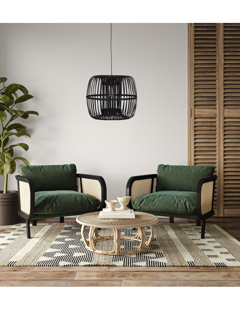 Dijk Lampa Wisząca Bambusowa w Stylu Boho 46x46x40cm Kolor Czarny 55708-074 Dijk Lampa Wisząca Bambusowa w Stylu Boho 46x46x40cm Kolor Czarny 55708-074