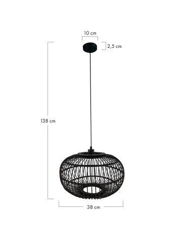 Dijk Lampa Wisząca Bambusowa w Stylu Boho 38x38x27cm Kolor Czarny 55715-074 - produkt 2