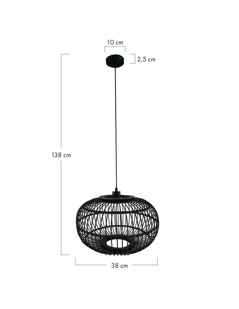 Dijk Lampa Wisząca Bambusowa w Stylu Boho 38x38x27cm Kolor Czarny 55715-074 Dijk Lampa Wisząca Bambusowa w Stylu Boho 38x38x27cm Kolor Czarny 55715-074