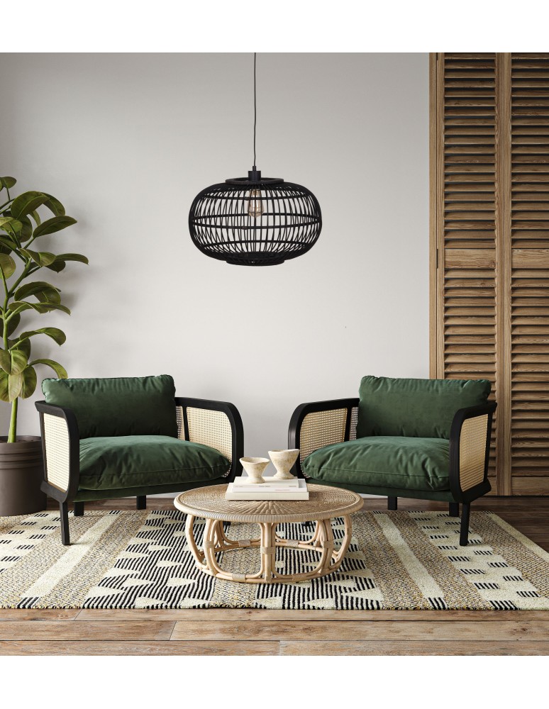 Dijk Lampa Wisząca Bambusowa w Stylu Boho 46x46x28cm Kolor Czarny 55716-074 Dijk Lampa Wisząca Bambusowa w Stylu Boho 46x46x28cm Kolor Czarny 55716-074