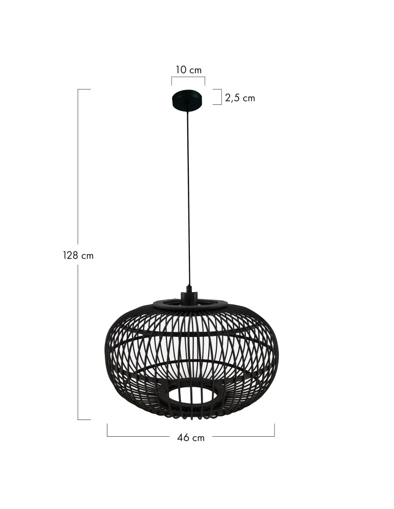 Dijk Lampa Wisząca Bambusowa w Stylu Boho 46x46x28cm Kolor Czarny 55716-074 Dijk Lampa Wisząca Bambusowa w Stylu Boho 46x46x28cm Kolor Czarny 55716-074