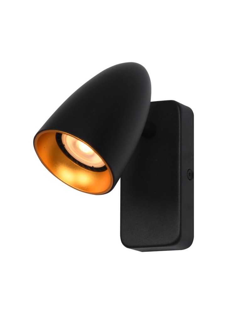 Italux Tino Kinkiet 1xGU10 10W Czarny, złoty WL-36748-1R-BK-GD
