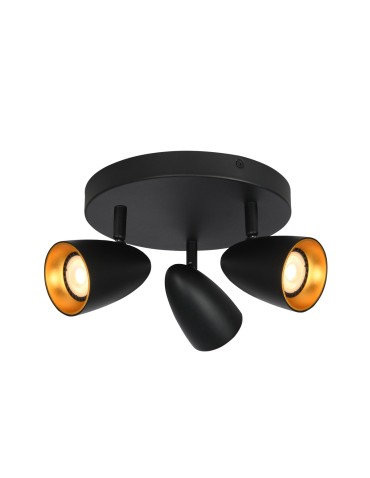 Italux Tino Reflektorek/Spot 3xGU10 10W Czarny, złoty SPL-36748-3R-BK-GD