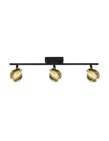 Italux Lafin Reflektorek/Spot 3xGU10 10W Czarny, mosiężny SPL-45379-3-BK-BRSS