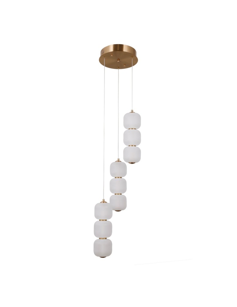 Lampy wiszące potrójne - Italux Ganti Wisząca 3xLED 20W 2170 lm 3000K (Ciepła biel) złoty PND-34362-9-HBR-OPAL - product kolory-swiatla.pl 2