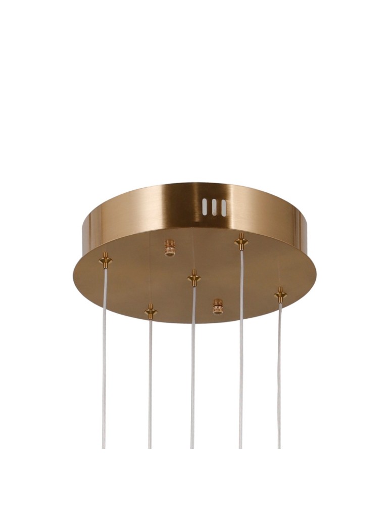 Lampy wiszące 5 punktowe - Italux Ganti Wisząca 5xLED 12W 1300 lm 3000K (Ciepła biel) złoty PND-34362-5-HBR-OPAL - product kolory-swiatla.pl 3