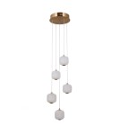 Lampy wiszące 5 punktowe - Italux Ganti Wisząca 5xLED 12W 1300 lm 3000K (Ciepła biel) złoty PND-34362-5-HBR-OPAL - product 2