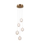 Lampy wiszące 5 punktowe - Italux Ganti Wisząca 5xLED 12W 1300 lm 3000K (Ciepła biel) złoty PND-34362-5-HBR-OPAL - product 1