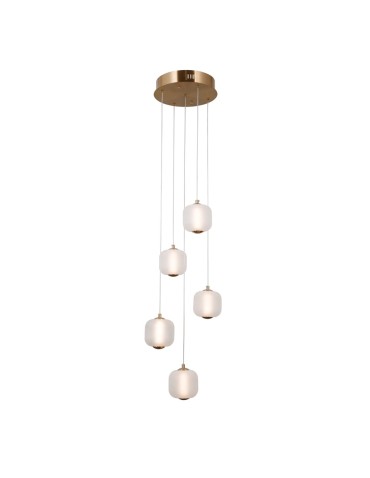Italux Ganti Wisząca 5xLED 12W 1300 lm 3000K (Ciepła biel) złoty PND-34362-5-HBR-OPAL