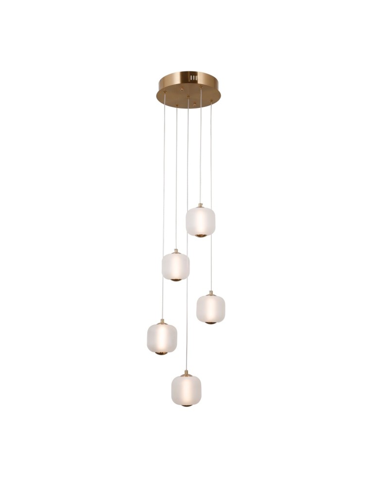 Italux Ganti Wisząca 5xLED 12W 1300 lm 3000K (Ciepła biel) złoty PND-34362-5-HBR-OPAL