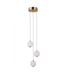 Lampy wiszące potrójne - Italux Ganti Wisząca 3xLED 8W 865 lm 3000K (Ciepła biel) złoty PND-34362-3-HBR-OPAL - product 2