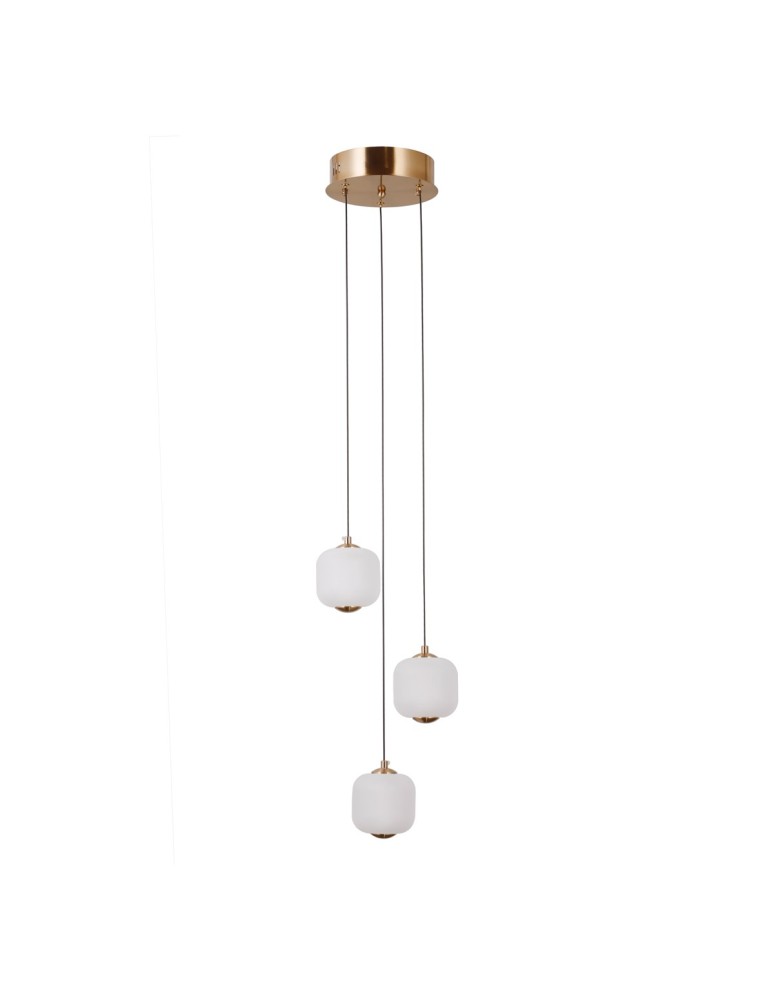 Lampy wiszące potrójne - Italux Ganti Wisząca 3xLED 8W 865 lm 3000K (Ciepła biel) złoty PND-34362-3-HBR-OPAL - product kolory-swiatla.pl 2
