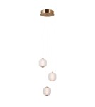 Lampy wiszące potrójne - Italux Ganti Wisząca 3xLED 8W 865 lm 3000K (Ciepła biel) złoty PND-34362-3-HBR-OPAL - product 1