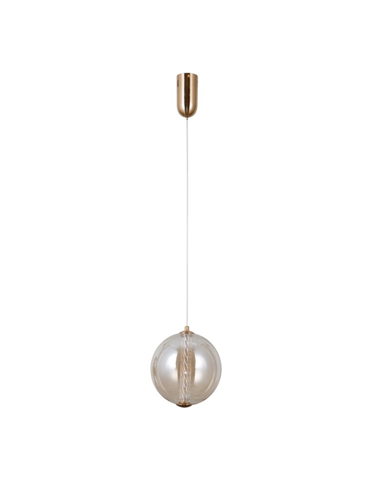 Lampy wiszące pojedyncze - Italux Butero Wisząca 1xLED 9W 825 lm 3000K (Ciepła biel) złoty PND-34359-M-HBR-AMB - product kolory-swiatla.pl 3