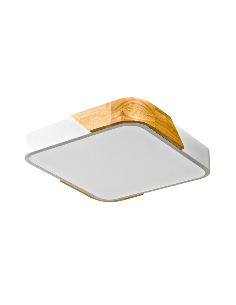 Italux Santer Natynkowa 1xLED 24W 2400 lm 3000K (Ciepła biel) Drewno, biały PLF-13187-WH-WO