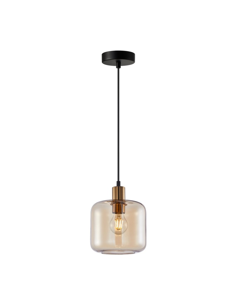 Lampy wiszące pojedyncze - Italux Zona Wisząca 1xE27 40W Złoty PND-29257A-1-BRO-AMB - product kolory-swiatla.pl 2
