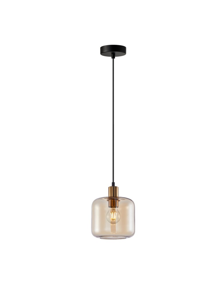 Lampy wiszące pojedyncze - Italux Zona Wisząca 1xE27 40W Złoty PND-29257A-1-BRO-AMB - product kolory-swiatla.pl 3