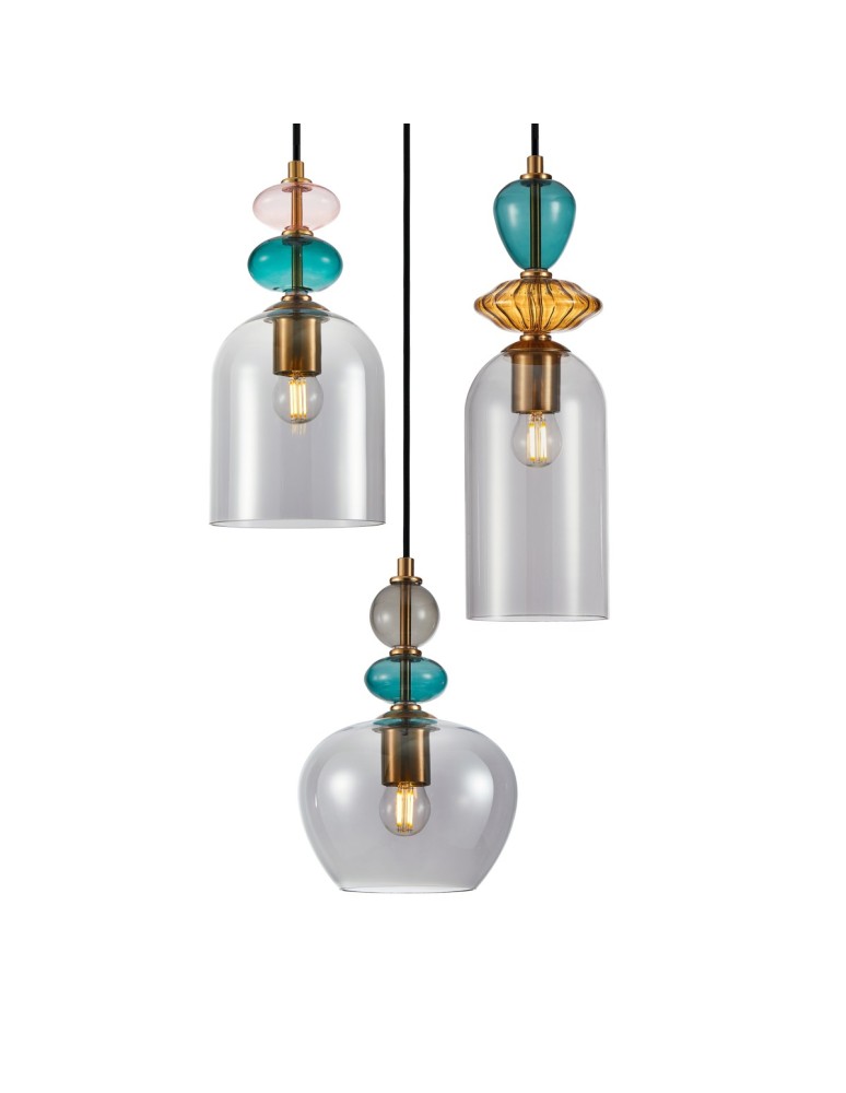 Lampy wiszące potrójne - Italux Busco Wisząca 3xE27 40W Złoty, czarny PND-30263-3A-BRO-SG - product kolory-swiatla.pl 2