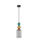Lampy wiszące designerskie - Italux Busco Wisząca 1xE27 40W Złoty, czarny PND-30263-1C-BRO-SG - product 2