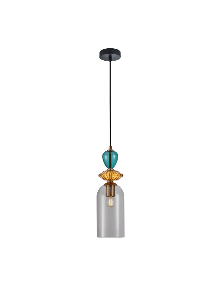 Lampy wiszące designerskie - Italux Busco Wisząca 1xE27 40W Złoty, czarny PND-30263-1C-BRO-SG - product kolory-swiatla.pl 2