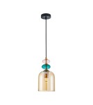 Lampy wiszące designerskie - Italux Busco Wisząca 1xE27 40W Złoty, czarny PND-30263-1B-BRO-AMB - product 2