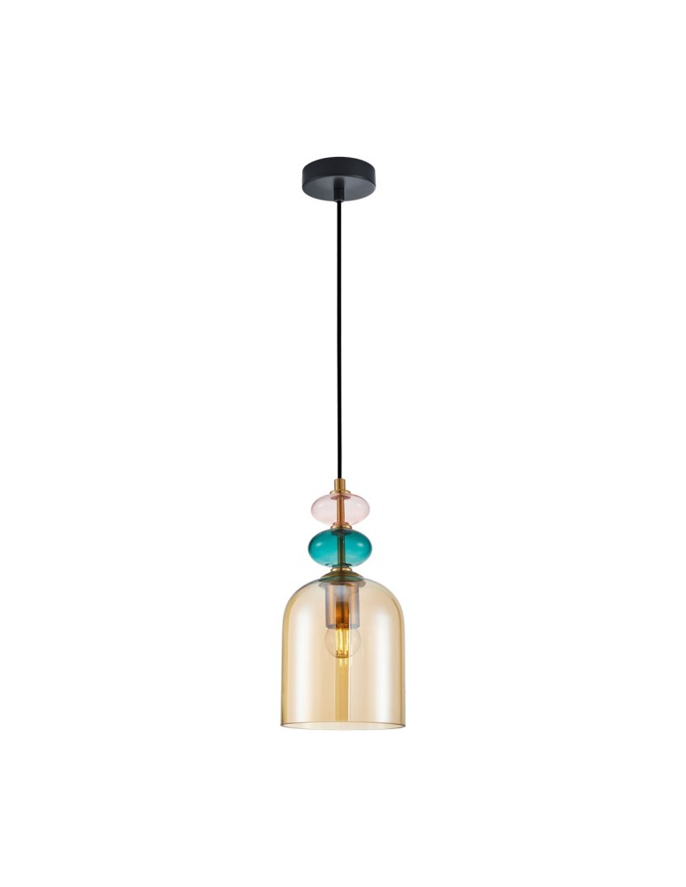 Lampy wiszące designerskie - Italux Busco Wisząca 1xE27 40W Złoty, czarny PND-30263-1B-BRO-AMB - product kolory-swiatla.pl 2