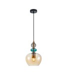 Lampy wiszące designerskie - Italux Busco Wisząca 1xE27 40W Złoty, bursztynowy PND-30263-1A-BRO-AMB - product 2