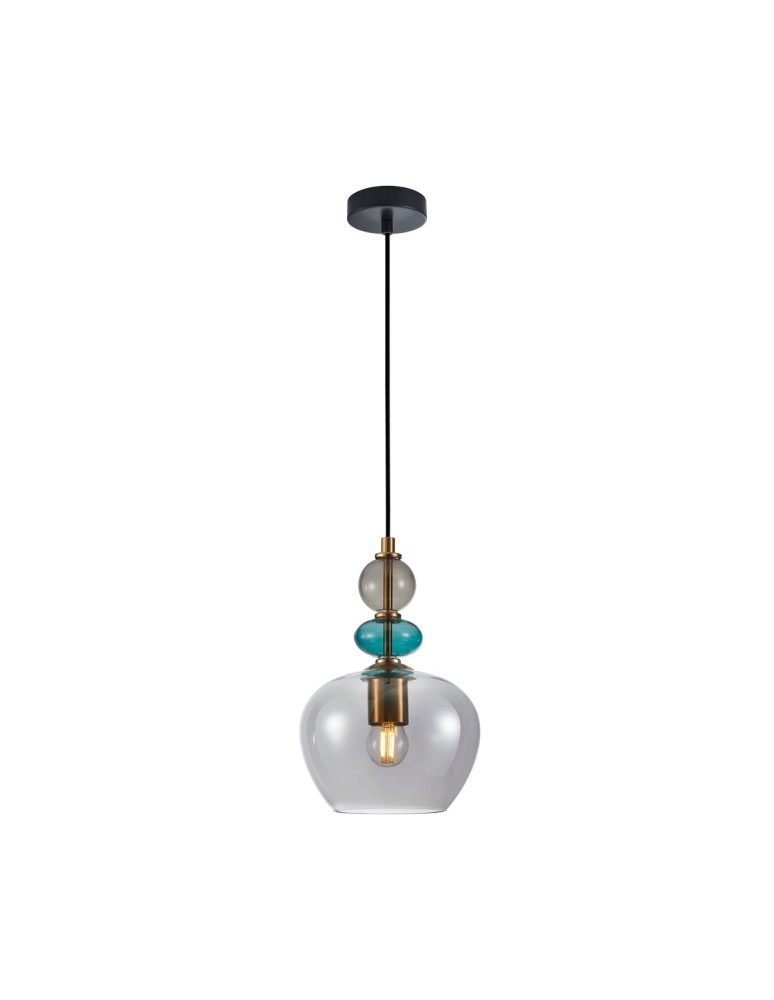 Lampy wiszące designerskie - Italux Busco Wisząca 1xE27 40W Złoty, czarny PND-30263-1A-BRO-SG - product kolory-swiatla.pl 2