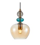 Lampy wiszące designerskie - Italux Busco Wisząca 1xE27 40W Złoty, bursztynowy PND-30263-1A-BRO-AMB - product 1