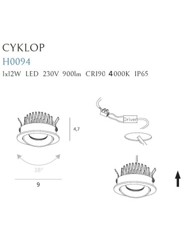Maxlight Oprawa Wpustowa Cyklop Biała 4000K IP65 H0094 4000K - produkt 2