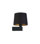 Kinkiety z abażurem - Nowodvorski CHILLIN Ścienna Kinkiet z włącznikiem Max moc 40W  Czarno-Złoty 8197 - product 1