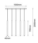 Lampy wiszące na listwie - Amplex Lampa wisząca Akadi 5 - Mosiądz polerowany-czarna (700 mm) 8887 - product 2