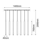 Lampy wiszące na listwie - Amplex Lampa wisząca Akadi 7 - Mosiądz polerowany-czarna (700 mm) 8889 - product 2