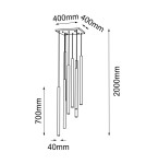 Lampy wiszące rurki - Amplex Lampa wisząca Akadi 8 - Mosiądz polerowany-biała (700 mm) 8892 - product 2