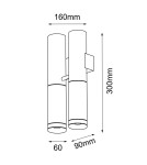 Kinkiety tuby - Amplex Kinkiet Kavos 2 - Mosiądz polerowany-czarny (300 mm) 8360 - product 2
