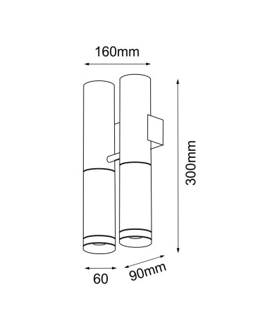 Amplex Kinkiet Kavos 2 - Mosiądz polerowany-czarny (300 mm) 8360 - produkt 2