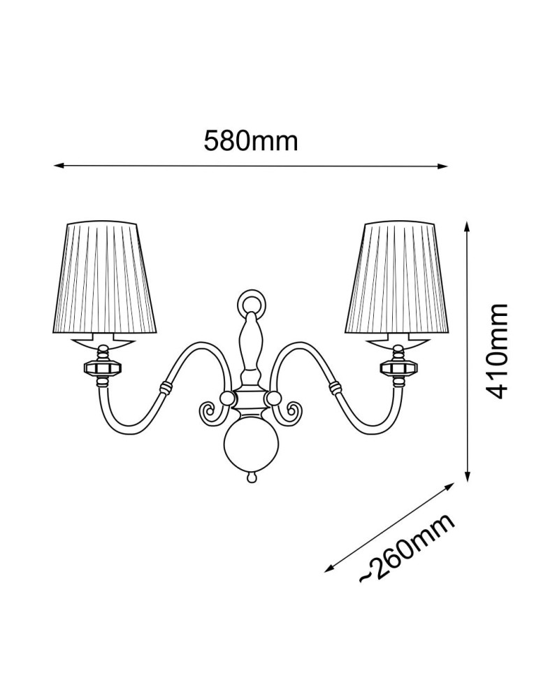 Kinkiety klasyczne - Amplex Kinkiet Lilosa 2 - Mosiądz polerowany (410 mm) 8399 - product kolory-swiatla.pl 2