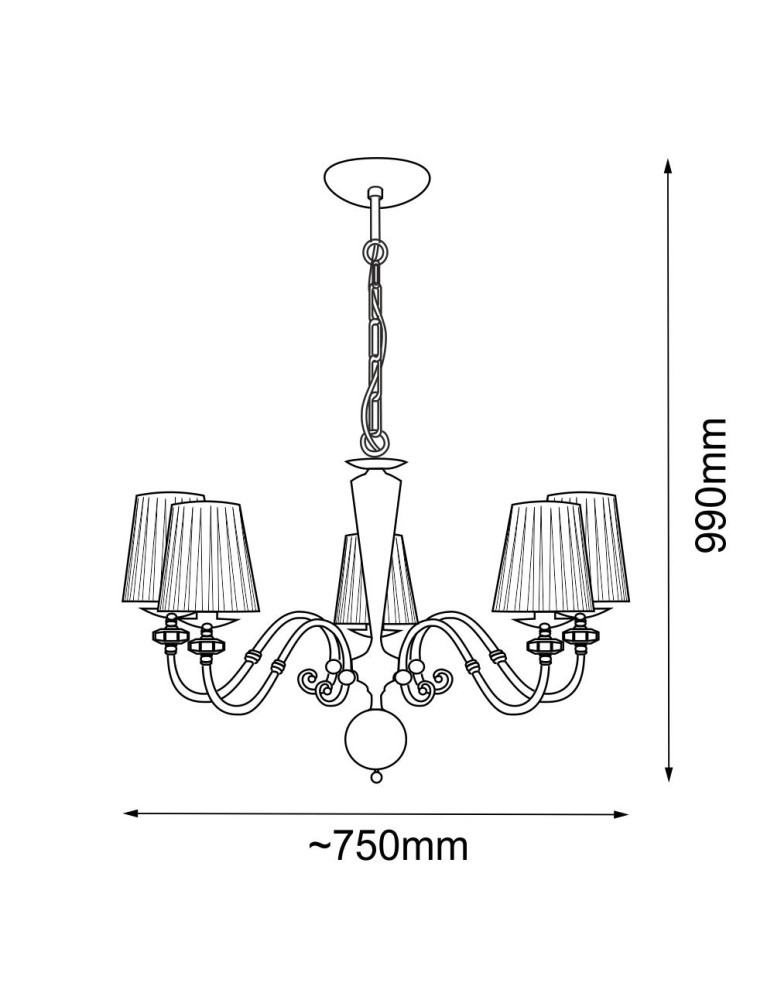 Żyrandole klasyczne - Amplex Lampa wisząca Lilosa 5 - Mosiądz polerowany (750 mm) 8679 - product kolory-swiatla.pl 2