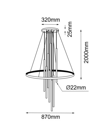 Amplex Lampa wisząca Luna - Mosiądz mat-czarna 3000K 8978 - produkt 2