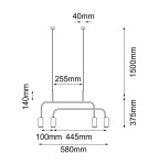 Lampy wiszące - Amplex Lampa wisząca Vai 4 - Mosiądz polerowany-czarna (580 mm) 8839 - product 2