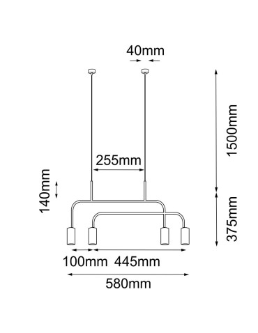Amplex Lampa wisząca Vai 4 - Mosiądz polerowany-czarna (580 mm) 8839 - produkt 2