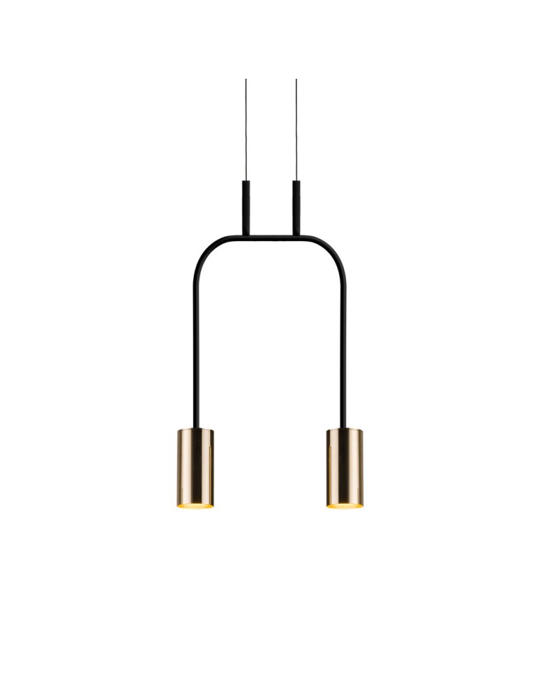 Amplex Lampa wisząca Vai 2 Krótka - Mosiądz polerowany-czarna (305 mm) 8841