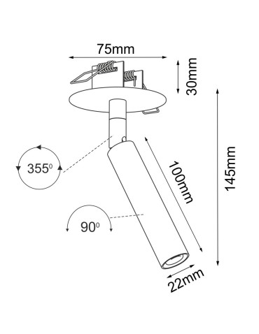 Brosline Lampa wpuszczana Ace in 22 - Czarna 3250 - produkt 2