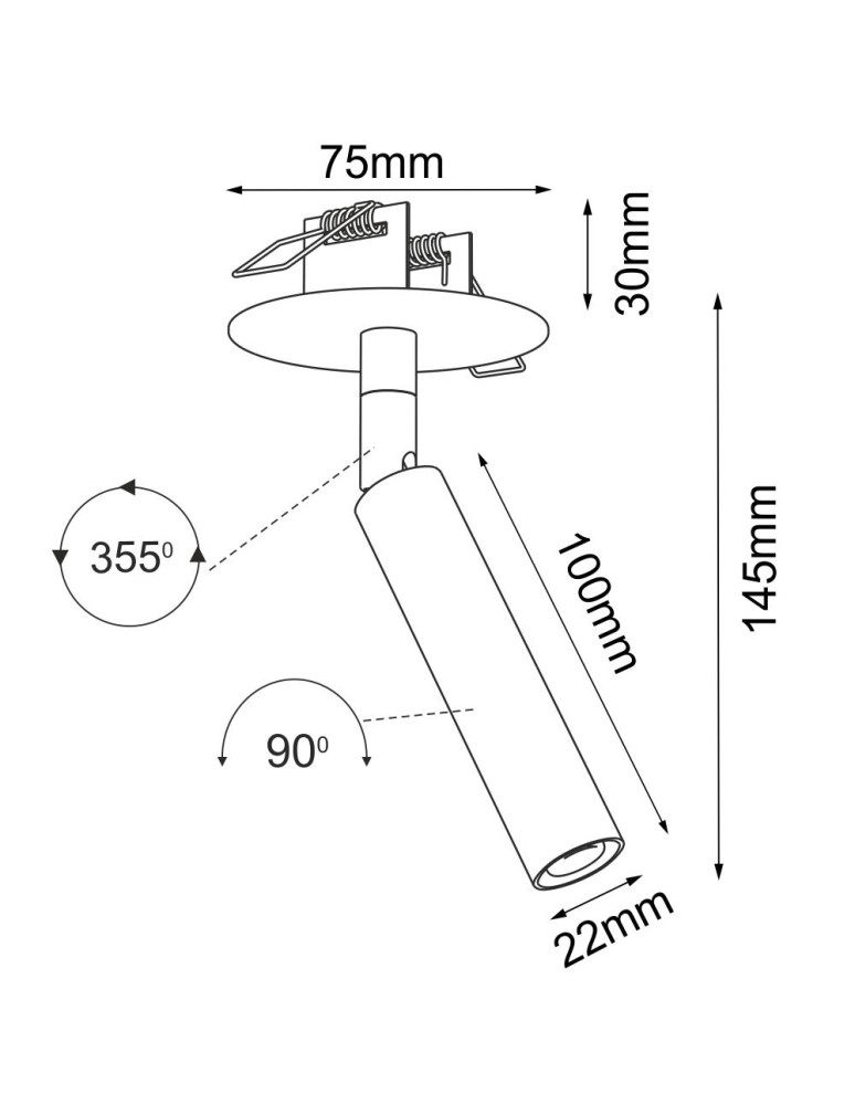 Reflektory wpuszczane w sufit - Brosline Lampa wpuszczana Ace in 22 - Biała 3251 - product kolory-swiatla.pl 2