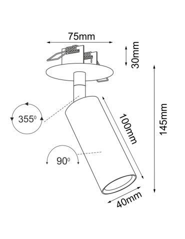 Brosline Lampa wpuszczana Ace in 40 - Biała 3253 - produkt 2